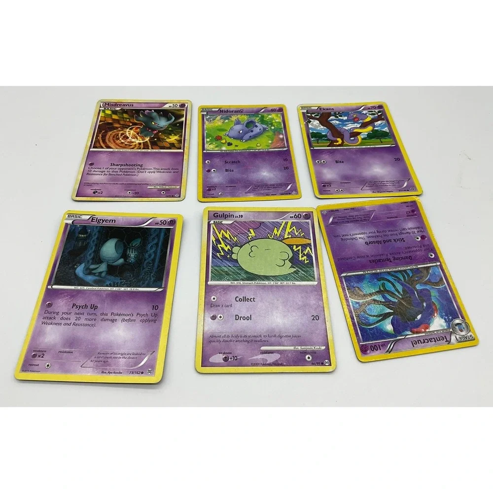 Pokemon Psychic Type Card Lot 6pc Purple Misdreavus Nidoran Ekans TCG Collection